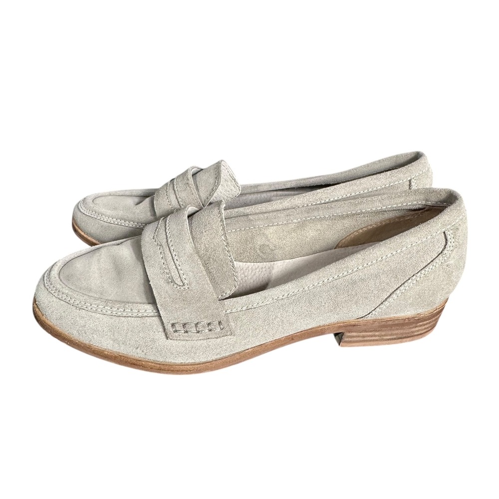Seychelles Suede Penny Loafers Women's 6 Preppy Neutral Tan Classic Flats Shoe